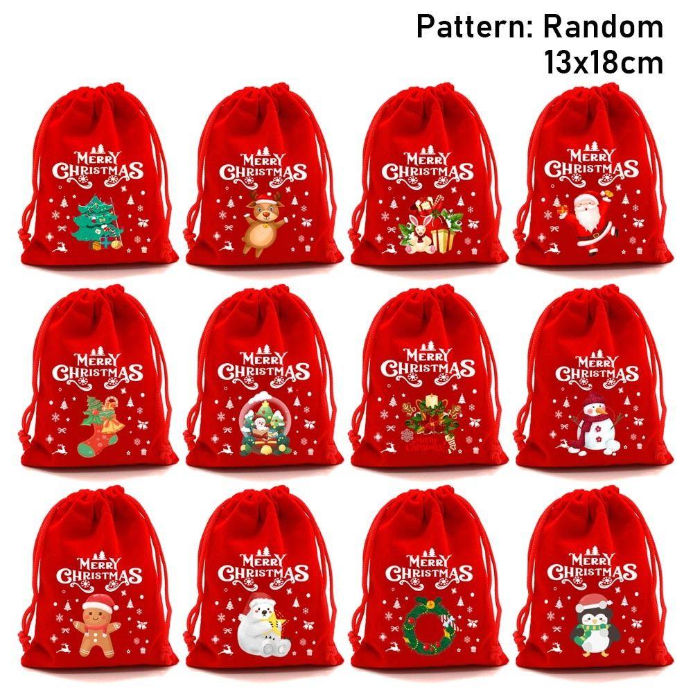 5/10pcs Drawstring Pouch Christmas Velvet Bags Jewelry Packaging Storage Bag  For Christmas