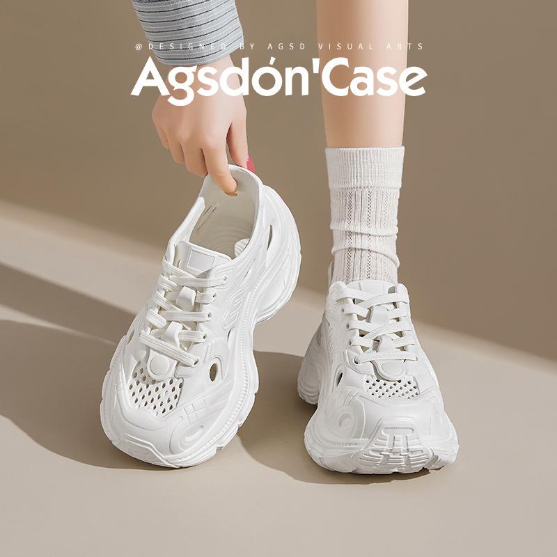 Augustine sports dad sandals women's 2025 new spring and summer hole white shoes soft-soled wading beach shoes