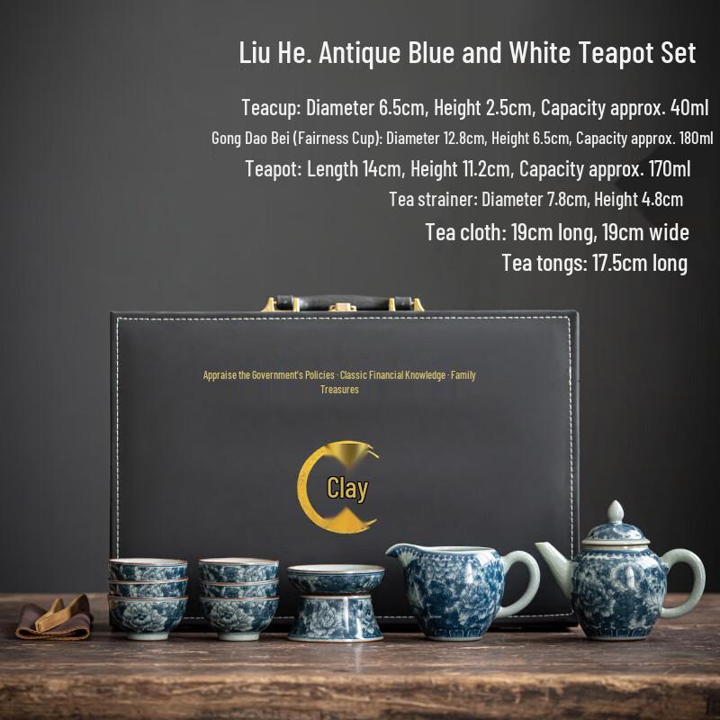 OIMG Blue and White Porcelain Kung Fu Tea Set