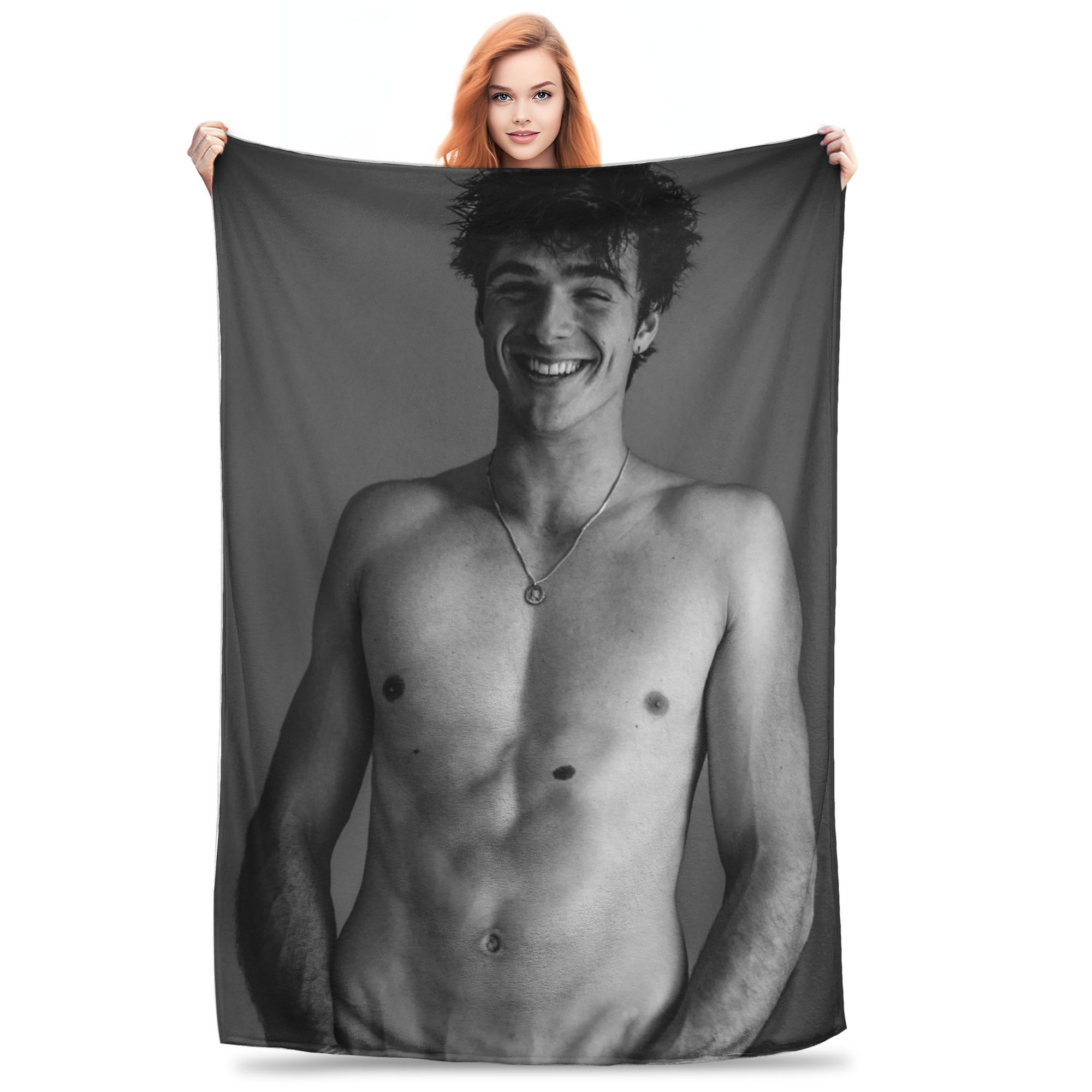 

Flannel Throw Blanket Jacob Elordi Australian Actor Warm Plush Blankets Soft Bedding for Bed Living room Home Travel Sofa 80x120cm