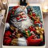 Santa Design Microfiber Blanket – Super Soft Holiday Throw for Bed Sofa, Cozy Winter Warmth Blanket for Home & Camping Use