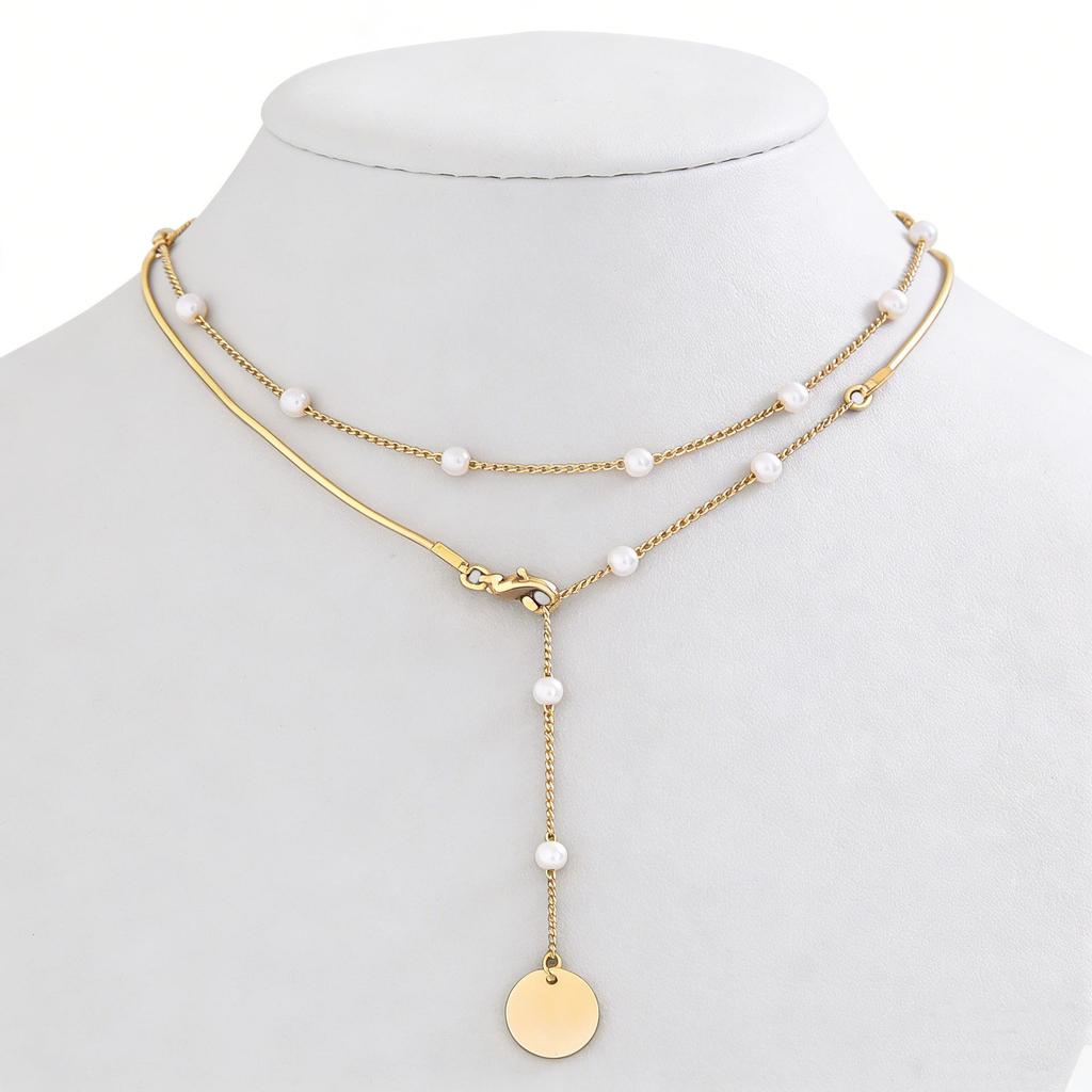 European and American Faux Pearl Geometric Necklace - Versatile Summer Jewelry for Women