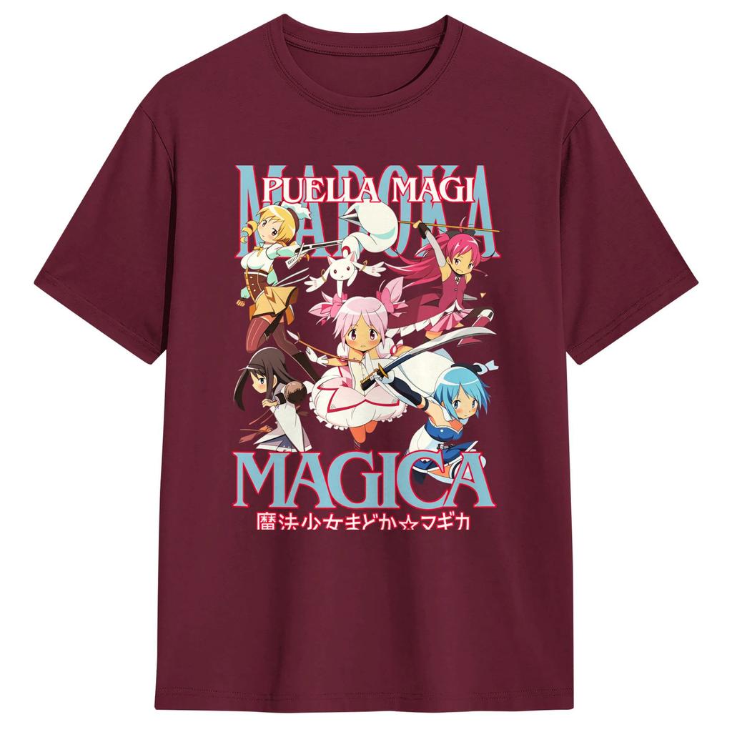 Mahou Shoujo Magi Madoka Magica T Shirts Pure Cotton Top Tees Beach Short Sleeve T Shirt Crewneck Popular Casual Tshirt