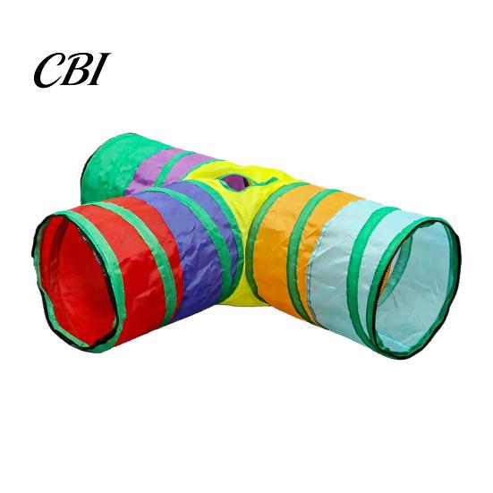 Cat Play Tunnel Rainbow Toy, Collapsible Hide with Peek Hole, Zippered Toy Modular Tunnels, Can Be Freely Combined for Indoor Cats Kittens