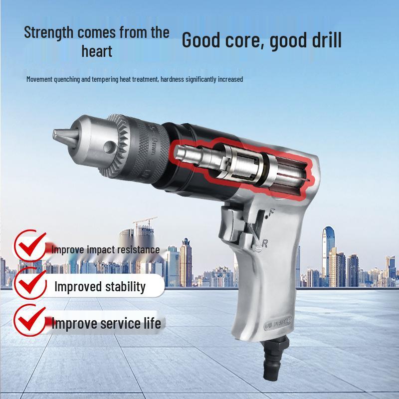 Gaobao 13mm Pneumatic Drill, Gun-Type Air Drill with Speed Control, 10mm Mixer & Hole Opener Tool.