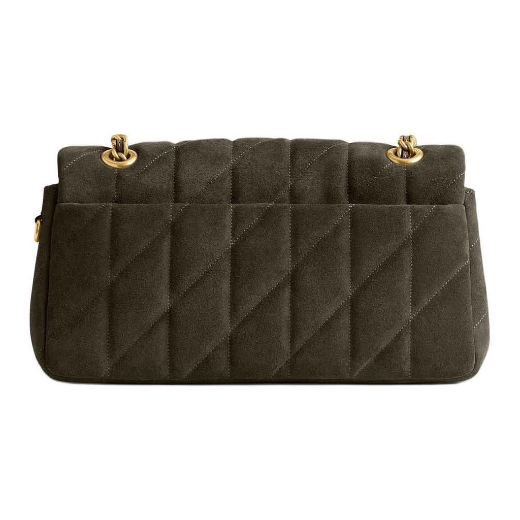 Coach Tabby 26 Shoulder Bag Quilted Suede Olive Green Gold Hardware Chain Women's Crossbody Handbag, Casual Daily Business Travel Commute CW620-B4OL