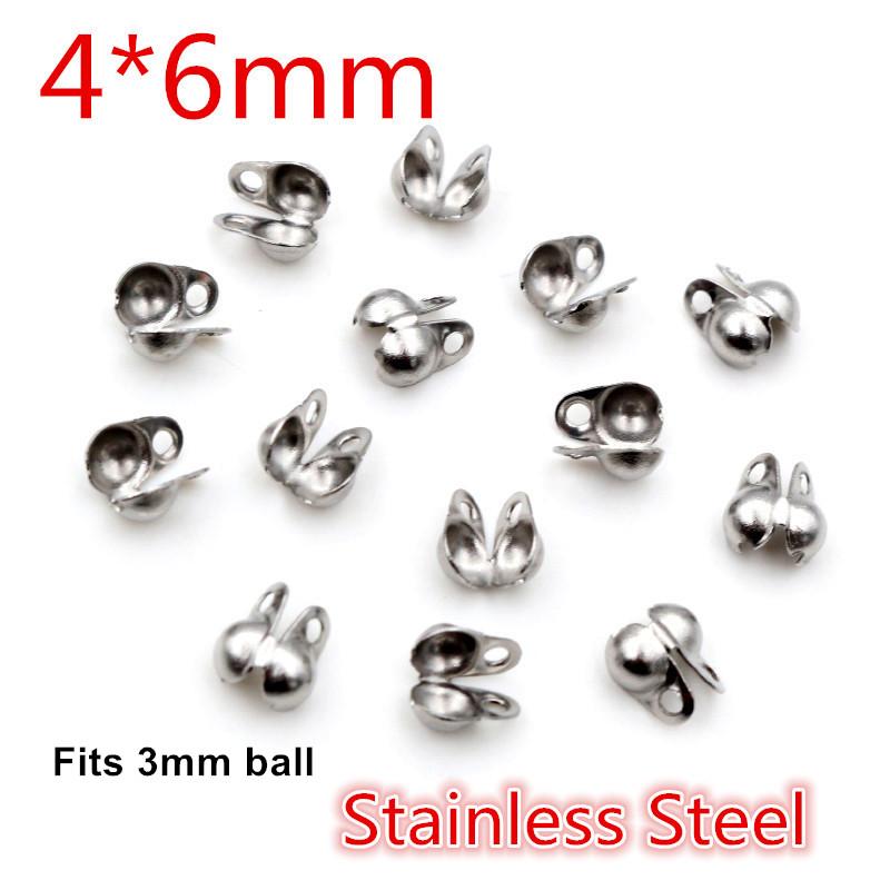 200pcs Connector Clasp Fitting 4*7mm Ball Chain Calotte End Crimps Beads Connector Components For DIY Jewelry Making Supplies