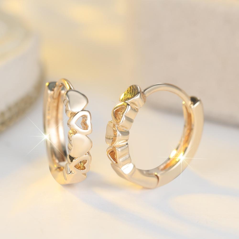 Minimalist Luxury Gold Color Heart-shaped Hoop Earrings for Women Vintage Small Circle Earrings Jewelry Gifts