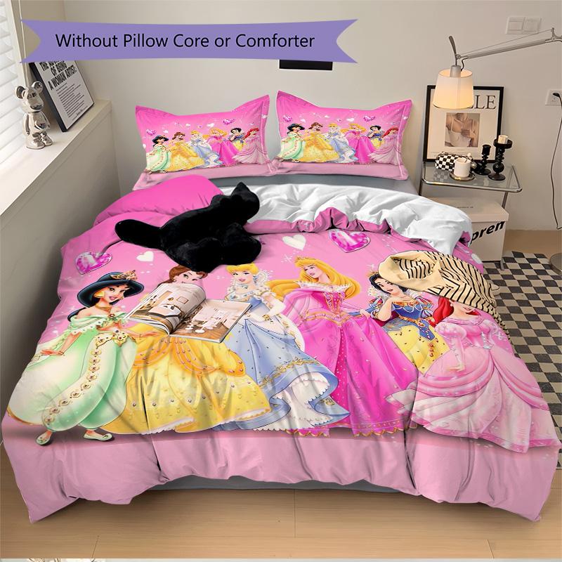 Princesses Colorful Dresses Print 3Pcs Bedding Setduvet Cover With 2 Bedropillowcase Home Birthday Gift