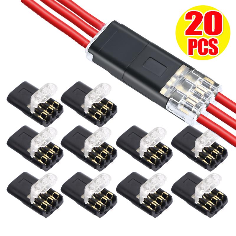 3-Pin Wire Connectors Terminals Universal Quick-Connect Plug-In Crimp Wire Cable Mini Electrical Inter-plug Type Connector Tools