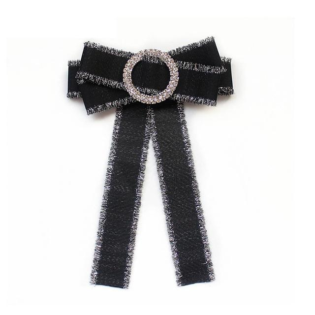 New Female Unisex Bow Tie Brooches For Women Pearl Crystal Pendant Collar Pin Shirt Clothes Necktie Bowknot Suit Accessories