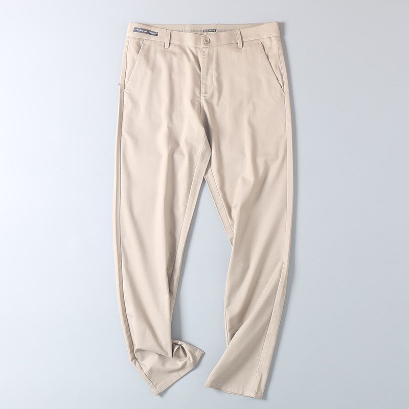 Export Export Men s Tail Goods Mulberry Silk Suit Pants Summer Thin Breathable Pure Color Minimalist Stretch Casual Trousers Khaki EUR35
