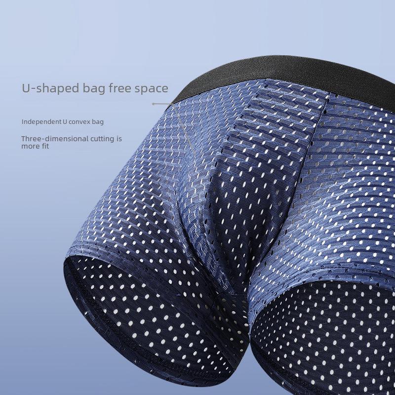Men's Ice Silk Mesh Breathable Boxer Briefs - Transparent, Sexy, Summer Thin