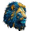 Lion Head Graphic T Shirt Black Blue and Yellow Lion Print Casual Wear for Men and Women Streetwear Fashion Unisex Top