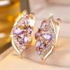 Elegant Purple Zircon Drop Earrings for Women Luxury Gold Color Wedding Party Jewelry Gifts