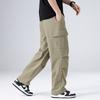 Mens Outdoor Cargo Pants Windproof Waterproof Straight Cut Loose Fit Workwear Trousers Hiking Camping Travel