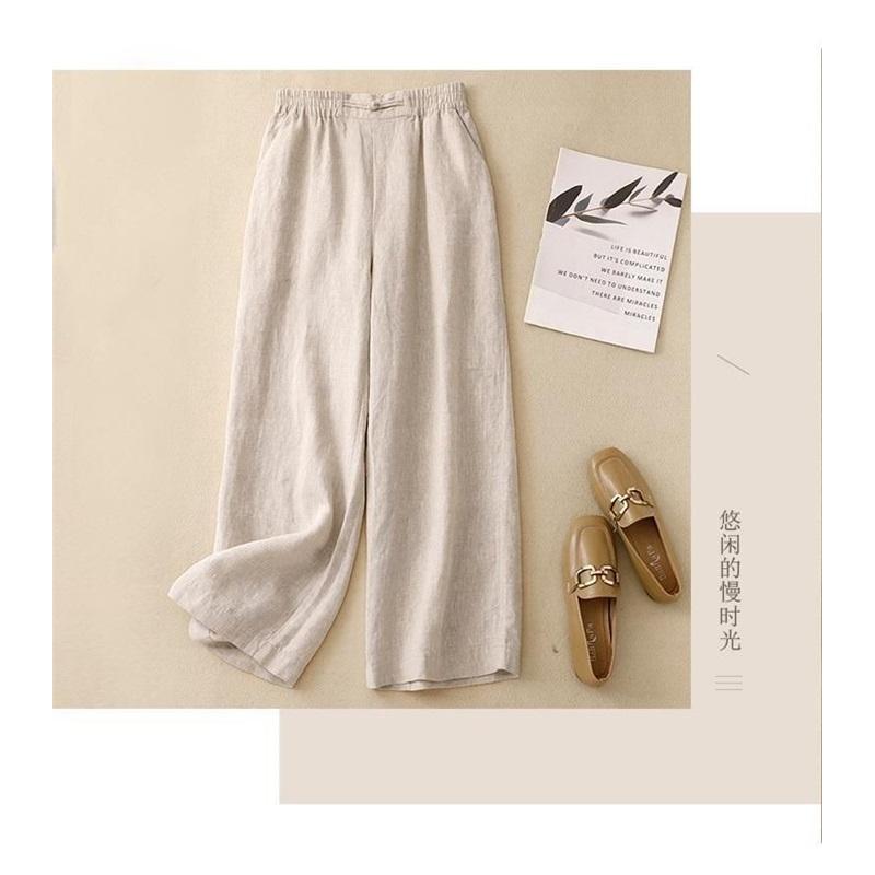 Women's Linen Blend 2-Piece Outfit Embroidered Half Sleeve Top & Wide Leg Pants Casual Set