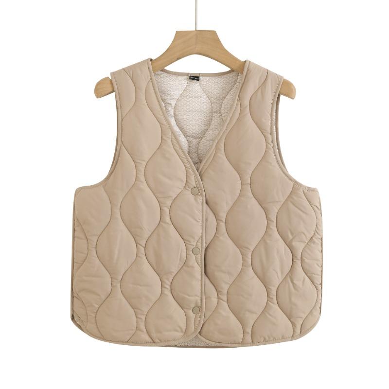 Autumn and winter vest women fleece thickened middle-aged and old mother short wear cotton-padded clothes, fragrant wind sleeveless thermal vest