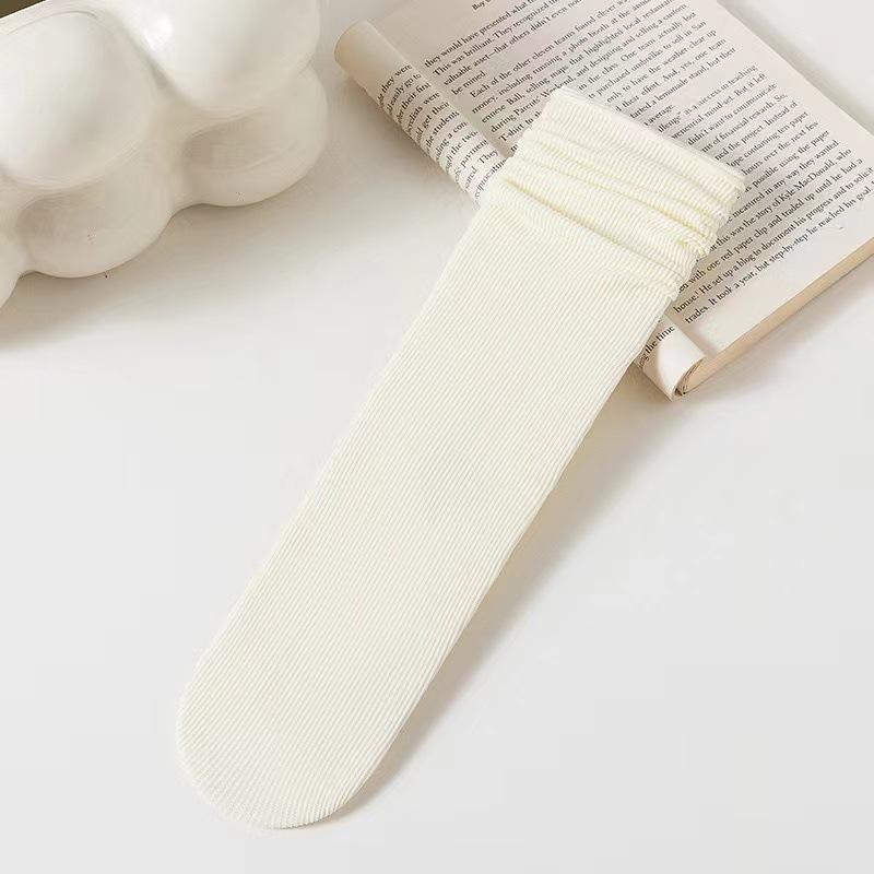 

Женские тонкие весенне-летние простые однотонные носки-гольфы из ледяного шелка 1 pair слоновая кость