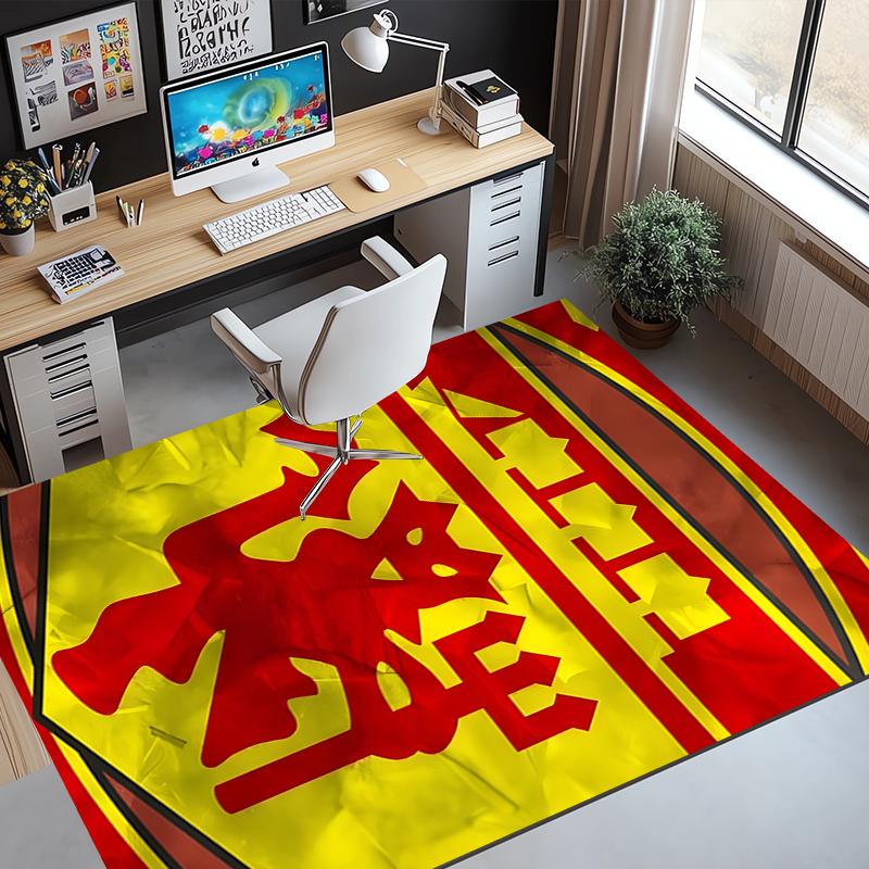 Manchester United F.C Pattern Rug, Indoor/Outdoor Mat, for Picnic, Gameroom, Bedroom, Office, Living Room, Home Decor Carpet, Birthday Gift