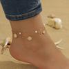 Gold Plated Stainless Steel Double Layer Heart Shell Pearl Anklet For Women