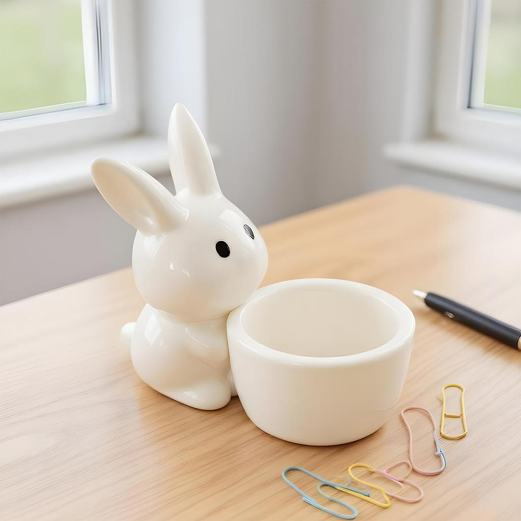 Bunny CandleHolder White Cute Easter Egg Stand Decor Easter Bunny CandleHolder for Banquet Gathering Party Shelf Desk