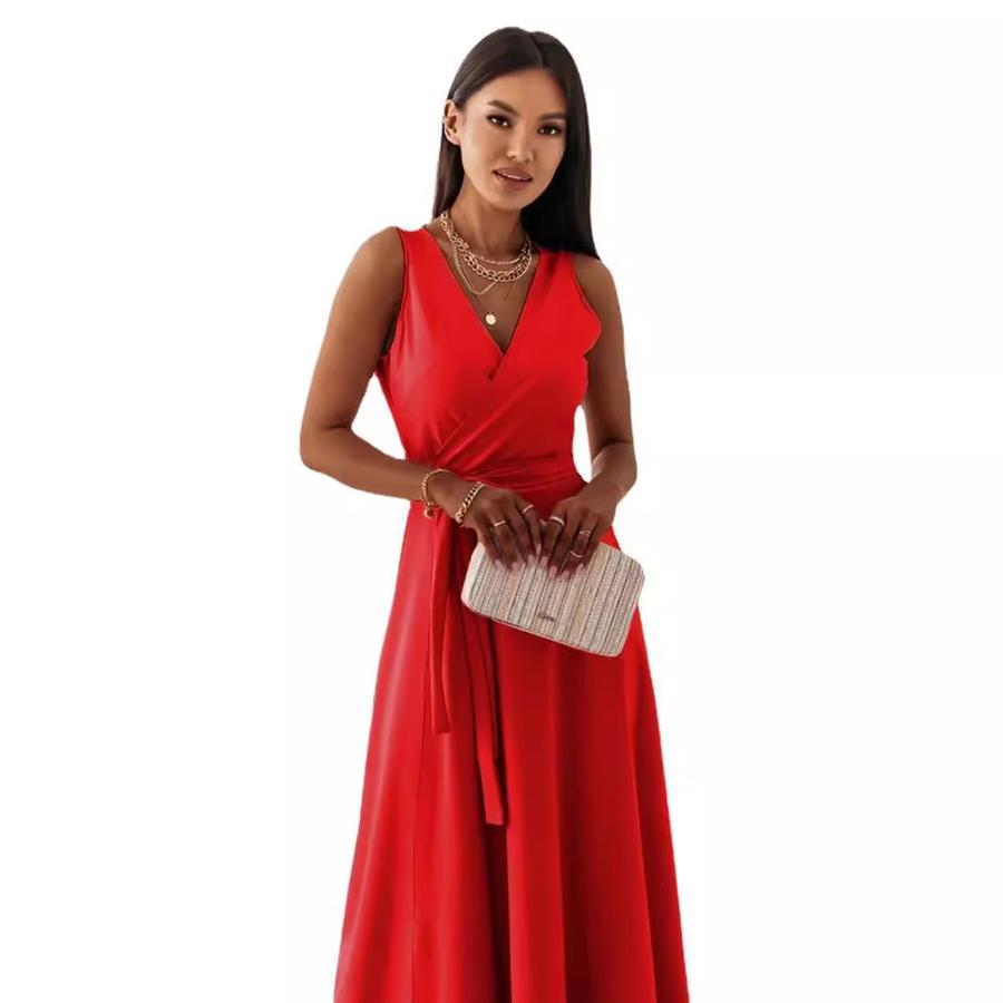 Women's New Bow V-Neck Long Evening & Formal Gown Dress for Women