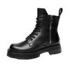 Men's High-Top Leather Martin Boots - British Style, Thick Sole, Velvet Lining, Winter Warmth