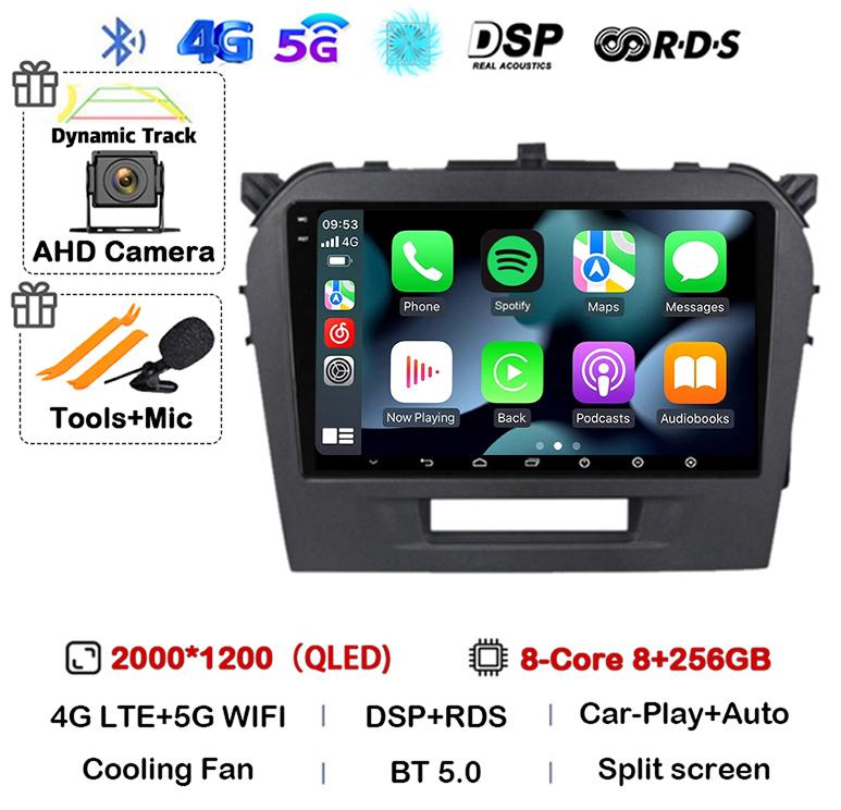 Android 14 Carplay Auto WIFI+4G For Suzuki Vitara 4 2017 2018 2019 2020 2021 2022 Car Radio Stereo Multimedia GPS Video Player