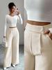 2026 Spring Autumn Wide Leg Pants Spliced Button Decor High Waist Casual Loose Long Pants for Women Solid Color Office Simple Elegant Trousers