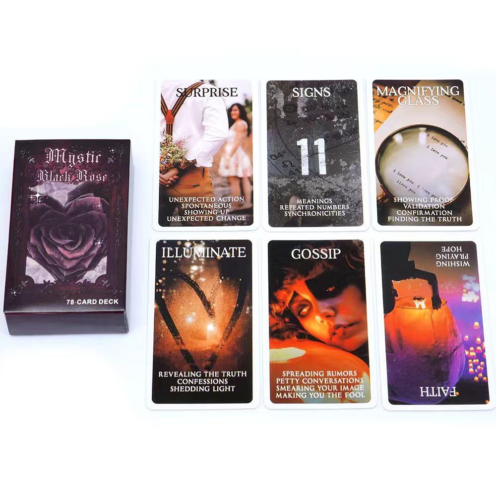 Mystic Black Rose Oracle Deck 78 Pcs Situations Tarot Cards Twin Flame Love Keywords Deck Healing Shadow Work Unique Board Game