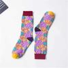 Retro Color-Block Mid-Calf Socks: Trendy Unisex Cartoon Shell Design, Bright and Stylish for Couples