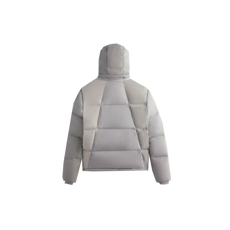 Kith Color-Blocked Wrinkle Nylon Midi Puffer Jacket With Removable Hood Unisex Jacket Gray KHM010402-180
