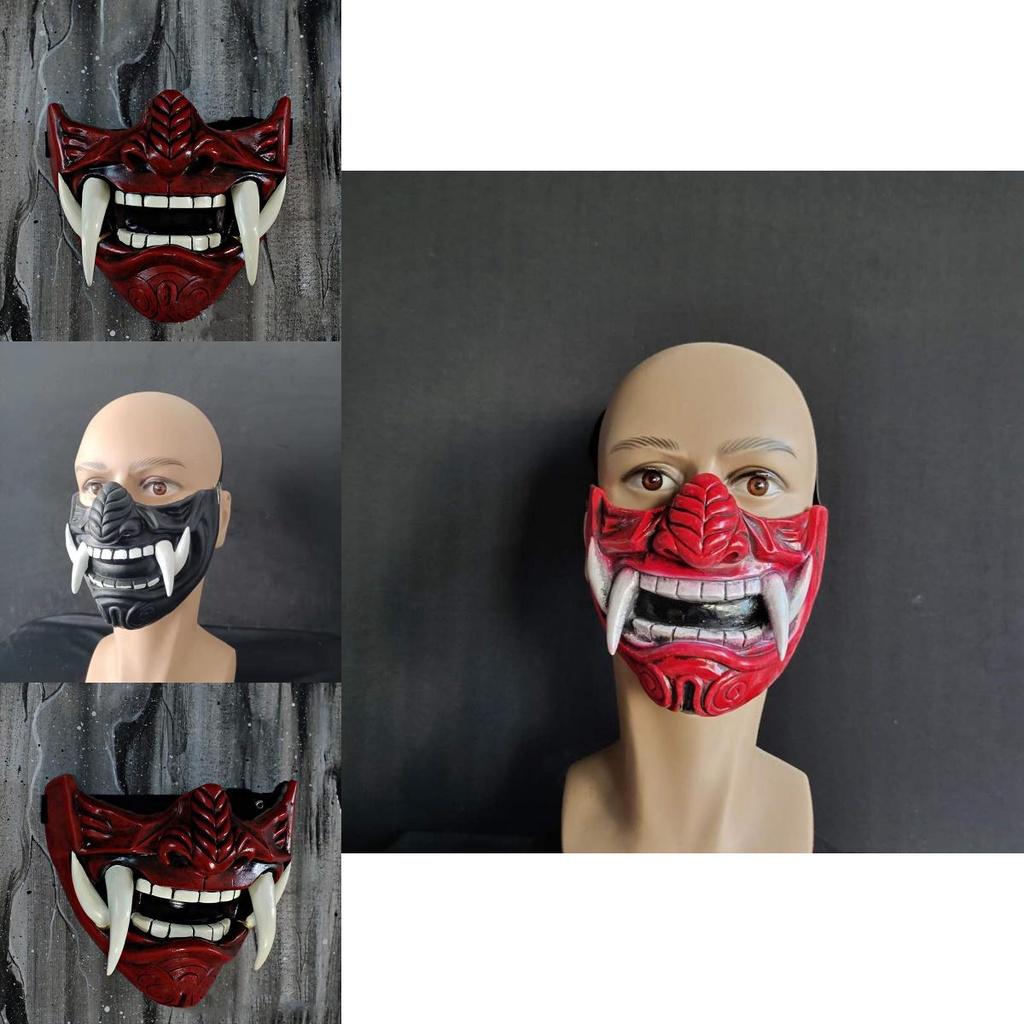 Natural Latex Hannya Half Face Mask Perfect For Halloween And Cosplay