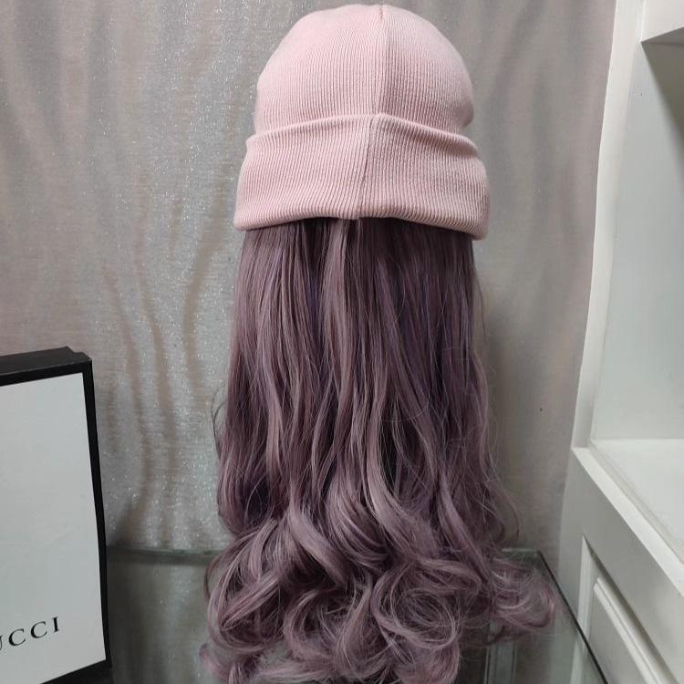 Berretto con Parrucca 2 in 1 in Lavorazione a Maglia Capelli Sintetici Ondulati Lunghi Integrati Caldo Invernale Cappello da Sci con Parrucca per Donne Quotidiano da Strada