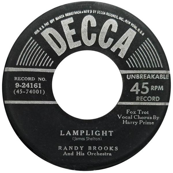 

7-дюймовая пластинка RANDY BROOKS HIS ORCHESTRA Lamplight Tenderly 924161 Decca 1950 США Джаз Б/у