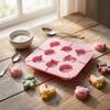 Multifunctional Silicone Candy Mold for Melted Cheese & Chocolate, Various Shapes, 14x14x1.5cm, Pink