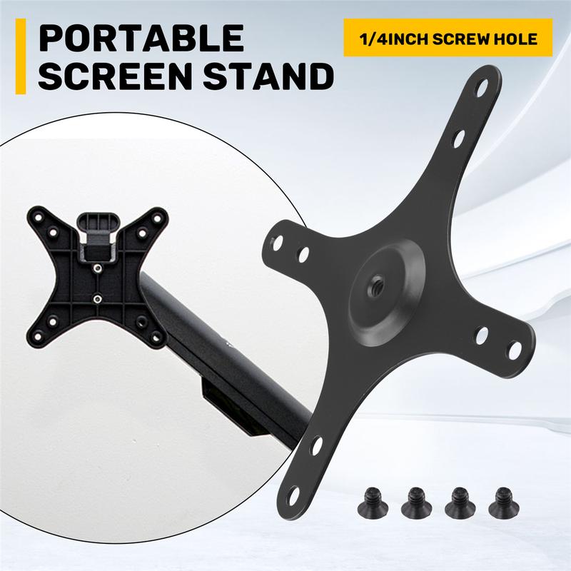 Trendy! Portable Monitor Mounting Bracket Plate VESA 1/4 Inch Screw Hole To 100x100mm 75x75mm, M4 Screw Set Wall Mount Holder