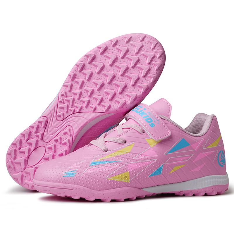 29-39 Kids Soccer Cleats Rubber Non-slip Velcro Lacing Artificial Turf Football Boots Outdoor Sports Training Football Shoes