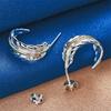 925 Sterling Silver Exquisite Feather Stud Earrings for Women Fashion Wedding Party Charm Gift Jewelry