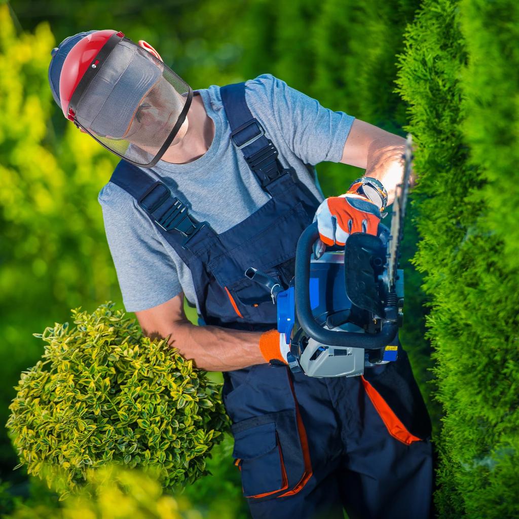 1 Stück Garten Rasentrimmer Schutzhelm Hut mit Vollgesichts-Netzschutz für Holzfällarbeiten Freischneider Forstwirtschaftsschutz