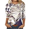 European and American Women's Round Neck Long-sleeved T-shirt with Sequins 3D Printing