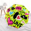 1pc Love Graffiti Print Automatic Open/Close Umbrella, Umbrella with cartoon Design, Portable Compact Umbrella for Men & Women