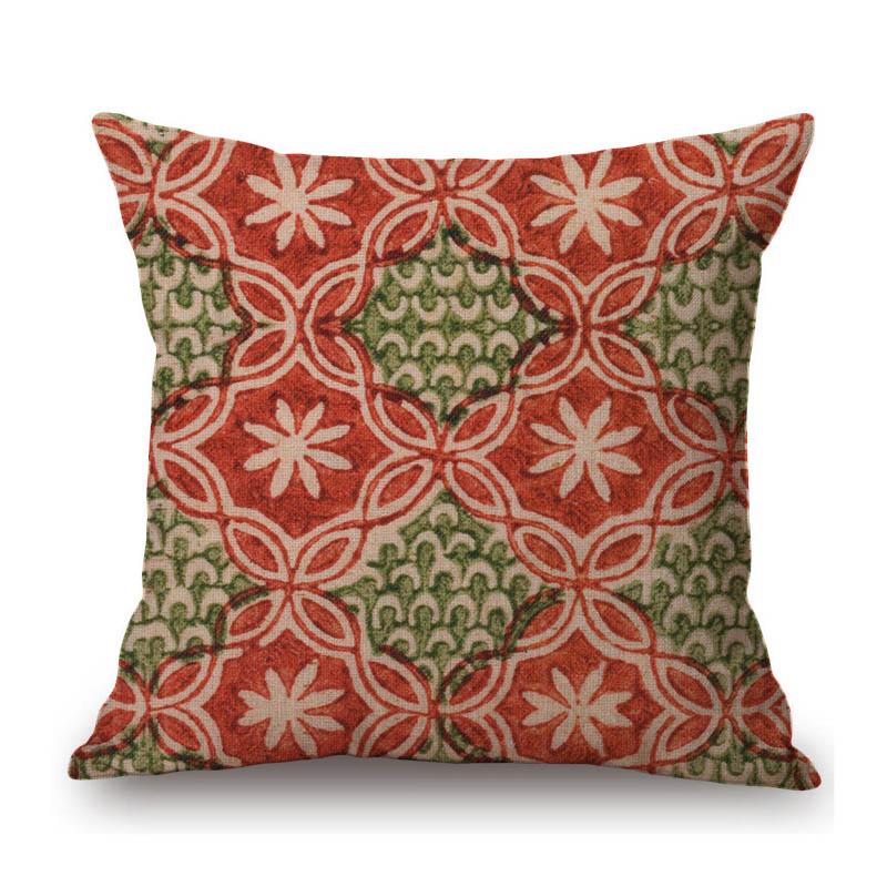 Classic Ethnic Flower Pattern Floral Cotton Linen Sofa Throw Pillow Case Home Decorative Art Cushion Cover