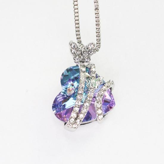 Women Necklace Butterfly Heart Rhinestones Jewelry Electroplating Bright Luster Necklace Jewelry Gifts