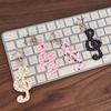 Fashion Vintage Keychain Organizer Retro Polka Dot Striped Music Note Star Bag Charm Cute Ins Keyring Holder Cute Funky Gift
