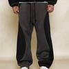Men's Looped Sweatpants, Color-blocked Line Casual Pants, Men's Loose Pants