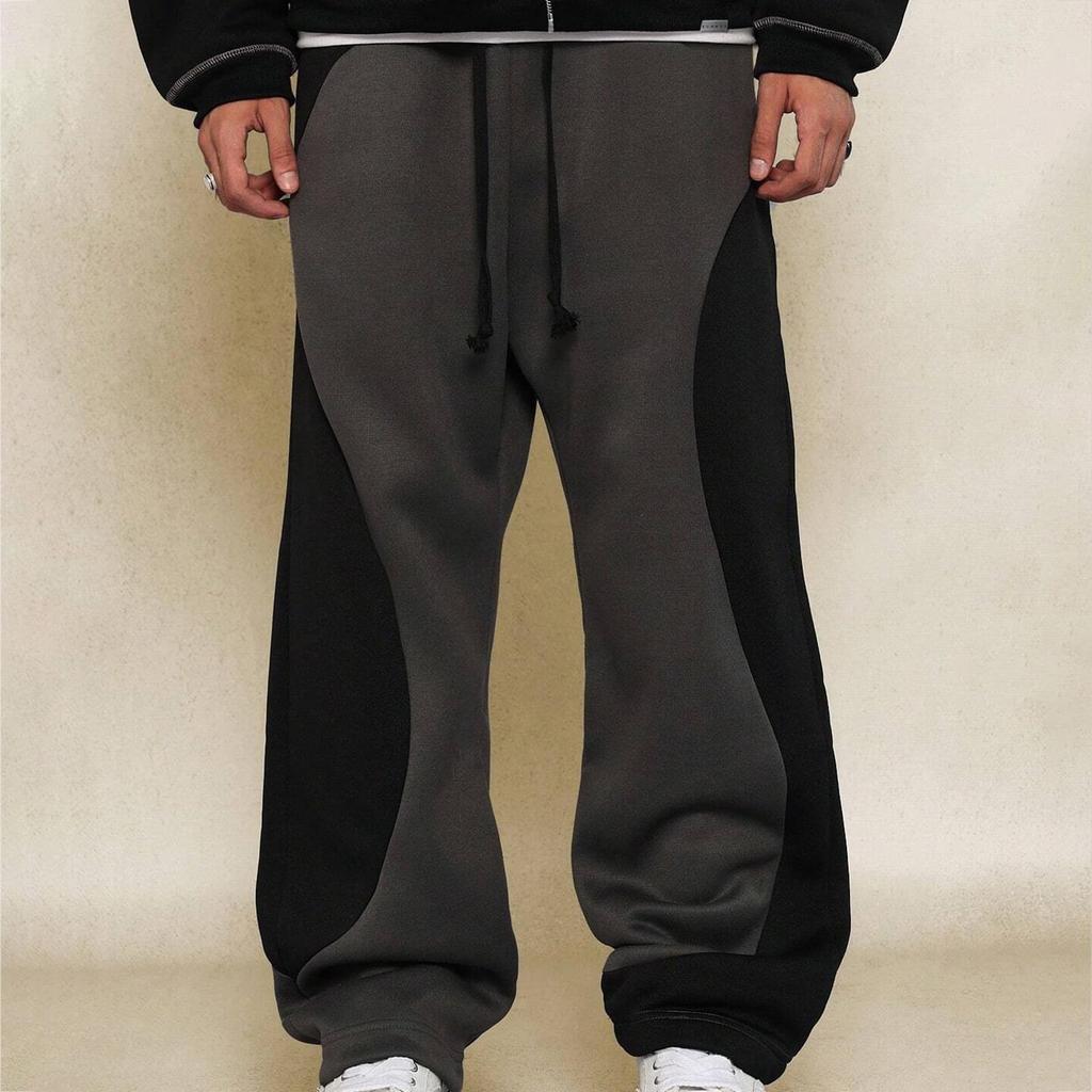 Pánské tepláky s poutky, ležérní kalhoty s barevně blokovanou linií, pánské volné kalhoty