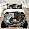 3pcs Yin Yang Wolves Printed Quilt Set - Includes 1 Quilt Cover and 2 Pillowcases, Machine Washable - Suitable for All Seasons.J105