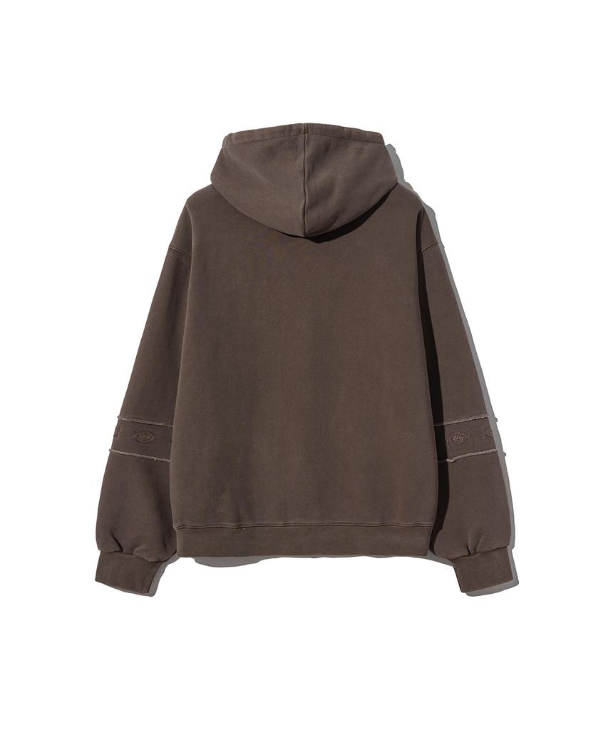 GAKKAI UNIONS Ethnic Sleeve Pigment Hoodie Brown
